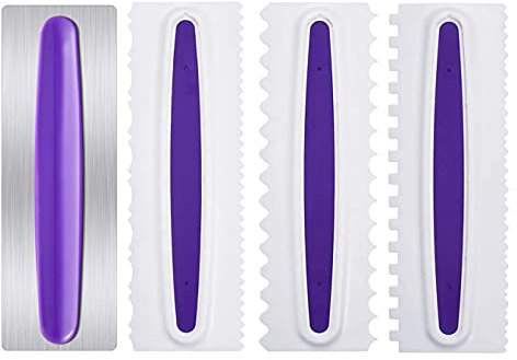 Raspador para Tartas,4pcs Scrapers Tartas Espatula Reposteria Cake Smoother Scraper Rascadores Decorativos para Tartas Herramienta de Suavizado de Fondant Espátulas para Fondant Rascador de Crema
