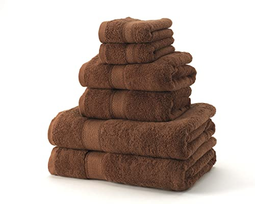 Boncasa - Handtuch-Set - 100% gekämmte Baumwolle (nicht regeneriert) - Qualität Ring Spun - weiche Haptik - 450 g/m² (braun, 6-teiliges Set)