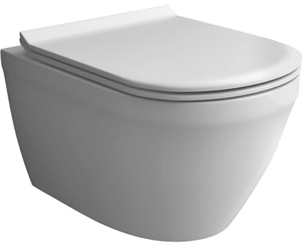 Alpenberger Hänge WC Spülrandlos | Kloschüssel mit Nano Beschichtung | Wand WC Set mit WC Sitz mit Absenkautomatik Softclose | Toilette für Gäste WC und Badezimmer | Passend Geberit