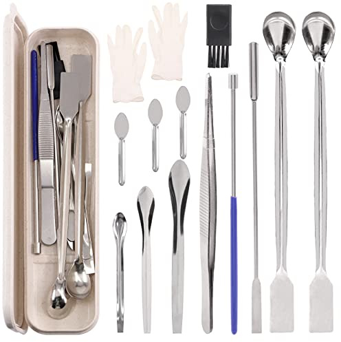 Glarks 14 Stück Kapselfüllung Mikro-Laborlöffel Kits Probenlöffel Rührspatel Labor Winzige Mischspatel Pulver Tamper Tool für Pulver Gel Cap Kapselfüller