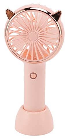 Handheld, Cat Ears Shpade USB Desk Fan with Stand Base Adjustable Table 3 Gears Portable Cooling Electric for Travel Office Room Household(Pink)