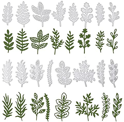 16 Piezas Plantillas Dies Hoja, Plantillas Troquelado Dies Hoja, Metal Hoja Troquelado Dies, para Scrapbooking Bricolaje, Tarjetas Navidad, Estampado Artesanal
