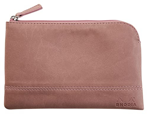 Rhodia 116529C - Rhodiarama pochette zippé en simili cuir italien - taille S (11x17 cm) BOIS de ROSE