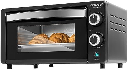 Cecotec Four de comptoir Bake&Toast 1090 Noir, 10 L, 1000 W, Minuteur 60 minutes, Température réglable jusqu'à 230ºC, plaque de cuisson, grille et une poignée avec des pinces.