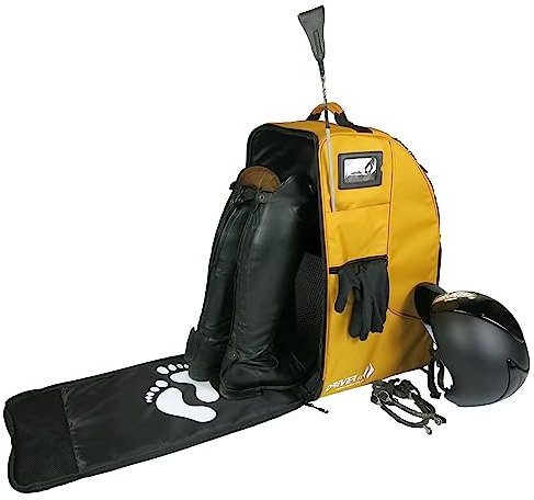 Driver13 Reitstiefelrucksack/Reitstiefeltasche/Stiefeletten Taschen Deluxe mit Helmfach für Reitstiefel in vielen Farben (Reitstiefelrucksack Orange-Chill)
