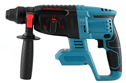Taladro percutor rotatorio eléctrico inalámbrico, 4 modos, pala de martillo de taladro plano profesional for batería de 21V (con batería) (Color : Blauw)