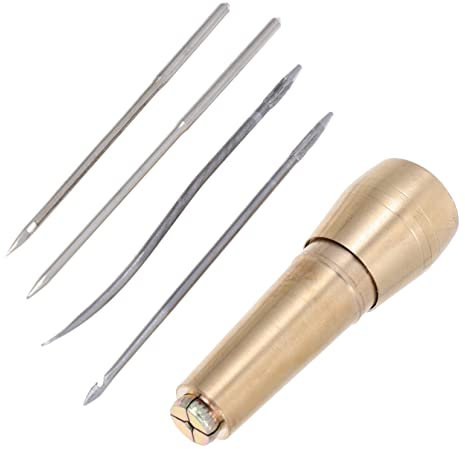 CORHAD Set da 6 Punteruoli da Cucito Manico in Rame Portatili, Strumenti di Riparazione per Pelle e Tessuti, Pratici e Leggeri per Uso Domestico e Fai-da-Te