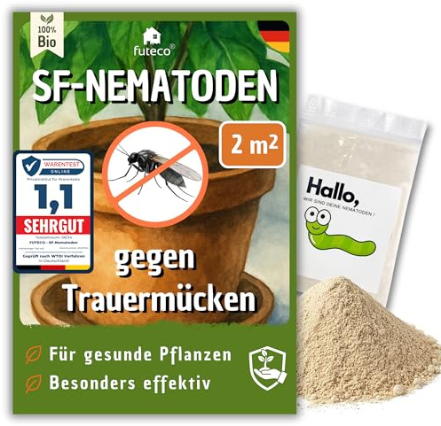 Futeco® – SF-Nematoden (2 Mio.) gegen Trauermücken – für 20 Pflanzen / 2m² Fläche – zum einfachen gießen
