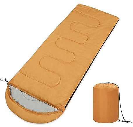Paco Home Sac De Couchage Camping Respirant Design Compact Léger Intérieur Extérieur pour Voyages Tentes Excursions, Couleur:Orange, Dimension:220x70x4cm
