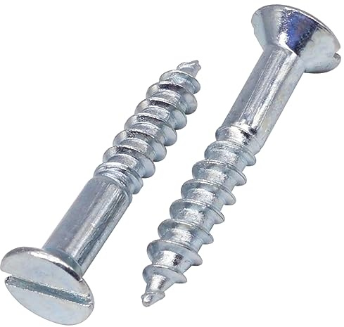 SKIR'CO (50 pièces) Vis à Bois Acier Zingué 4.0 x 25 mm, Tête Plate Fendue, Tête Fraisée, Vis DIN 97