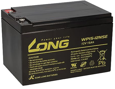 Akku 12V 15Ah Pb Batterie Bleigel WP15-12NSE zyklenfest kompatibel 12Ah 13Ah 14Ah 16Ah Bleiakku AGM 6 DZM 12 u.a.