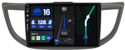 BXLIYER - [8-Core, 6G+128G] - Android 15 IPS Autoradio Pour Honda CRV (2012-2016) - Sans fil Carplay + Android Auto - LED Caméra + MIC - 2 Din 10.1 Pouce - DSP Dab Volant WLAN 360-Caméra Fast-boot AHD