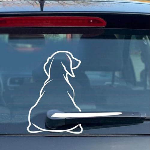 White Car Stickers Funny Rear Window, Reflective Dog Decals for Cars, Rear Windscreen Wiper Tail Sticker, Waterproof Cartoon Funny Moving Tail Stickers Decal for Car Vehicle (21 x 33 cm)