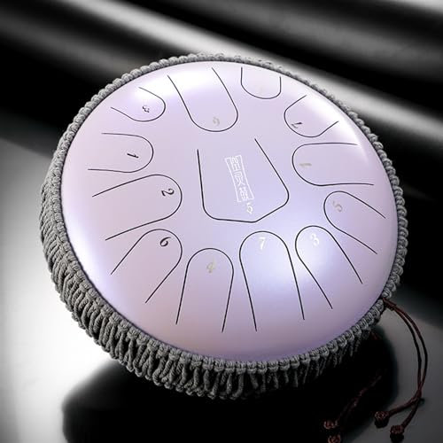 BAMFY Stahlzungentrommel 13 Zoll 12 Ton Chakra Drum Handpan Stahltrommel Mit Tasche, Notenbuch, Trommelstöcke, Schlägel, Fingerpaddles Percussion-Instrument(C)