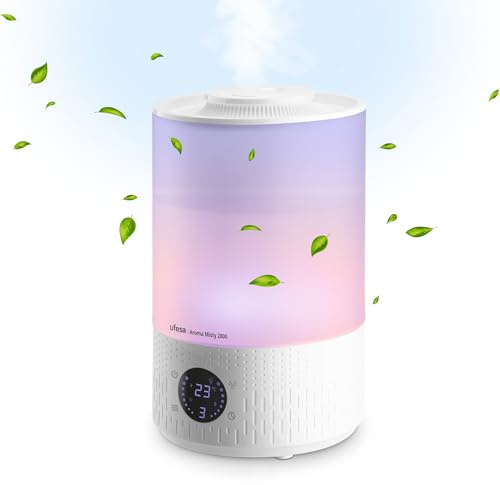 Ufesa Aroma Misty 2800 Humidificador de 200ml/h, Ultra Silencioso, Aceites Aromaticos, 35m2, Digital, Temporizador, 7 Colores