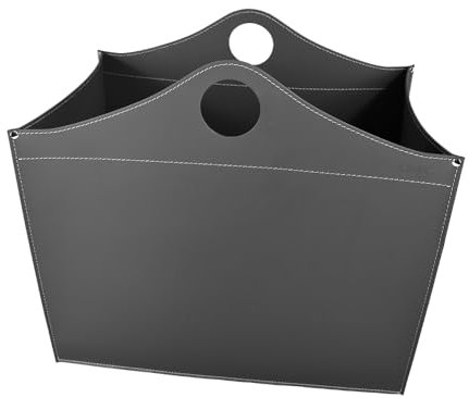 LIMAC Design WOODBAG Holzkorb aus Leder, moderne Brennholztasche, Originale Kaminholztasche, Kaminholzkorb, mit gummierten Rädern, Hergestellt in Italien. (Grau)