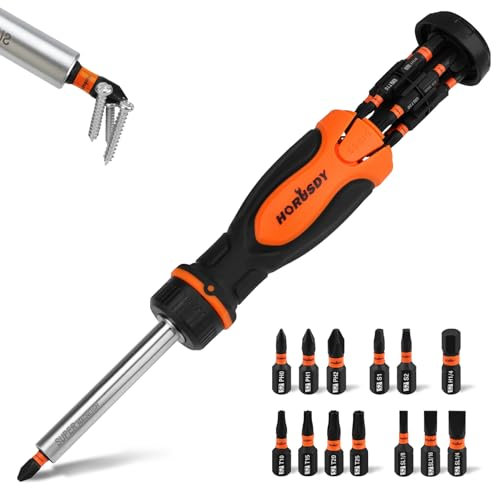 Multi 14-in-1 Magnetic Adjustable Ratchet Screwdriver: Mini Hand Screwdrivers Set with 13 S2-Steel Bits，Multi Screwdriver All in One Housed in The Handle