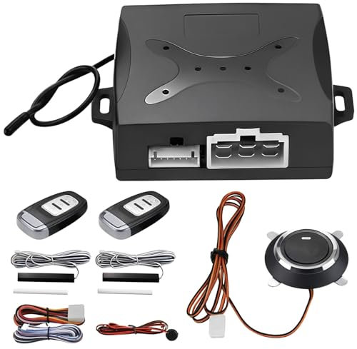 Remote Start Car Alarm System With Keyless Ignition, Universal 12V Security Kit, Easy Installation, Lightweight Plastic, 6.9 X 5.7 X 2.8 In