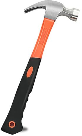 Klauenhammer, geschmiedeter Stahl, mit stoßdämpfendem Ledergriff zum Fahren und Herausziehen von Nägeln, Größe S, 325 g