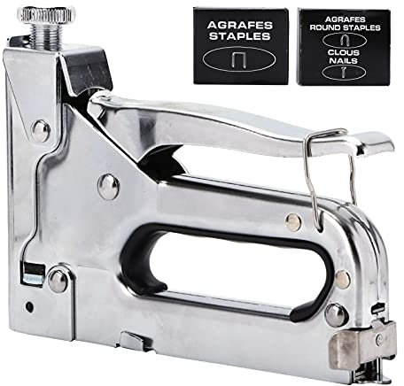 Pistola grapadora, kit de pistola de acero para clavos de alta resistencia 3 en 1, pintura al óleo, marco de carpintería, kit de grapadora manual para tapicería de madera, cercas,