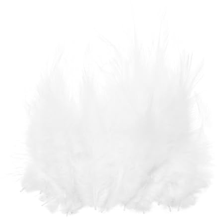 PATIKIL 7,6 cm tuppfjädrar, 100-pack naturliga fjädrar för hantverk färgglada fluffiga hantverksfjädrar för drömfångare handarbete kläder kostymer bröllop, vit
