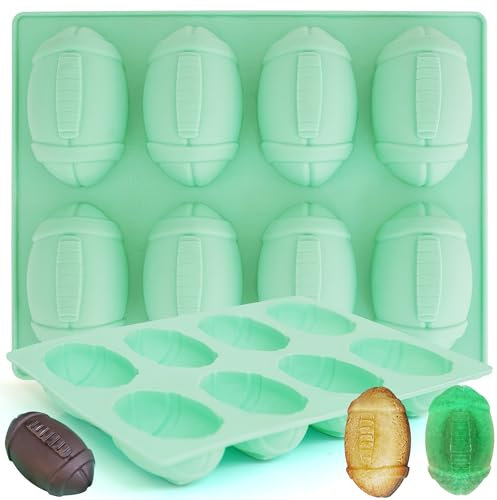 Zorazio 2Pack Football Ice Cube Mold, 8Cavity Silicone Football Mold Ice Cube Molds Fun Shapes,3D Silicone Football Mold for Cake Pops,Cake Decoration, Chocolate,Ice Cube