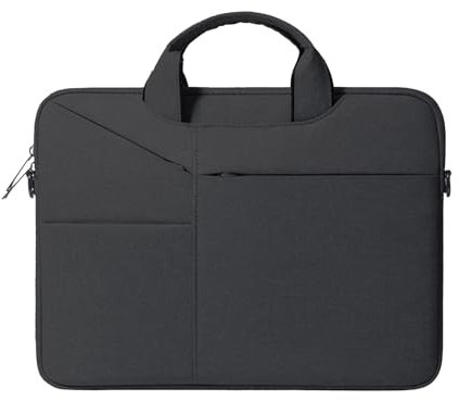 TTSTOIEE Laptoptasche mit schützendem Luftpolster innen, Businesstasche mit Tragegriff aus wasserdichtem Material (15-16 Zoll, schwarz)