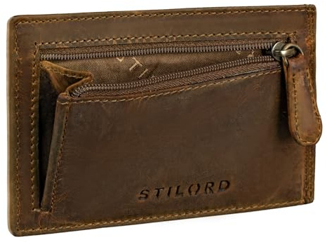 STILORD 'Trevor' Kredit-Kartenetui Leder RFID Herren Damen Mini-Börse Portemonnaie klein EC Kartenetui Slim Wallet Geldbörse Brieftasche Voll-Leder in Geschenkbox, Farbe:Soria - braun