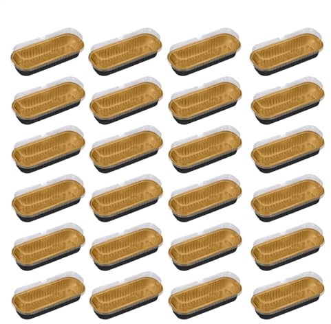 Molde de pastel pequeño - 20 moldes de pan Miini | Bandejas para hornear | Sartén para hornear | Pan de aluminio Miini con tapas | Moldes rectangulares para hornear Muffin | Antiadherente para pan de