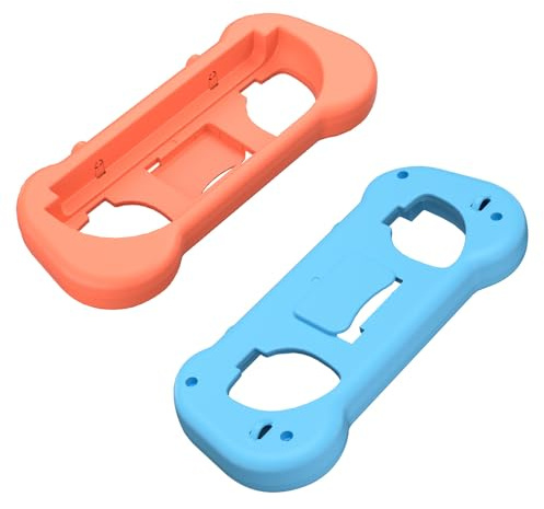 SHEAWA 2PCS Controller Grip Zubehör für Switch 2 - Ergonomischer Griff mit Handgelenkschlaufe für JoyCon Grip, kompaktes Anti-Rutsch Design (Blau Orange)