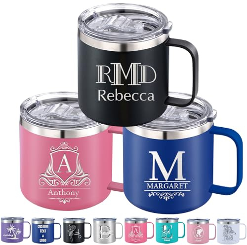 Mug Isotherme Personnalisé 350ml 410ml Tasse à café personnalisable avec Nom Logo Photo Gravé Mug cafe Tasse Thermos Double Couche Acier Inoxydable Cadeaux pour Femmes Hommes