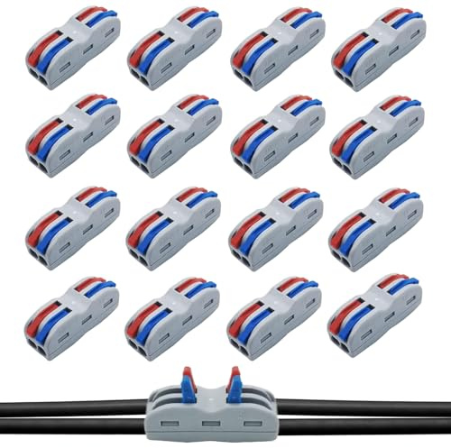 16 Piezas 2 Entradas Conector Eléctrico Rápido De Alambre, Terminales De Conexión,2 Entradas,Domino Eléctrico,Conector Eléctrico,1-2-Entradas Para Circuito En Línea 28-12 Awg, Pa/Pc Incombustible