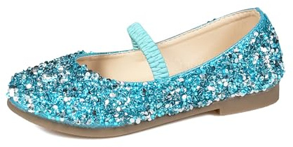 VASHCAME-Zapatos de Princesa para Niñas con Lentejuelas Purpurinas para Disfraz, Fiestas, Bodas Azul 29