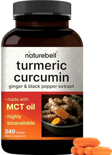 Turmeric Curcumin Supplement with Black Pepper & Ginger | 95% Curcuminoids | 240 Softgels with MCT Oil for Better Absorption (120 Day Supply)