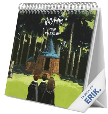 Grupo Erik - Calendrier Harry Potter 2026 de Bureau - Calendrier 2026 Mensuel │ Idee Cadeau │ De Janvier à Décembre : Espace pour notes et Illustrations décoratives (17x20 cm)