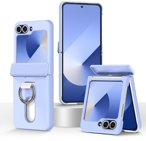 YUEQIAN Fodral för Samsung Galaxy Z Flip 7 5G Samsung Galaxy Z Flip 7 5G fodral med gångjärn och kortplatser, ultratunnt och reptåligt PC hårt skal (ljuslila)