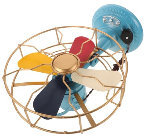 IWOWHERO de Ventilador de Mesa Vintage de Hierro con Acabado Antiguo Decoración Retro Creativa para Hogar Oficina o Cafetería Adorno Artístico de Mediano