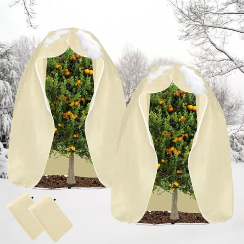 yosiio Protection hivernale pour Plantes en Pot, 2 PCS 200 x 240 cm, Protection hivernale pour Plantes, Sac de Protection hivernale avec Fermeture éclair et Cordon de Serrage