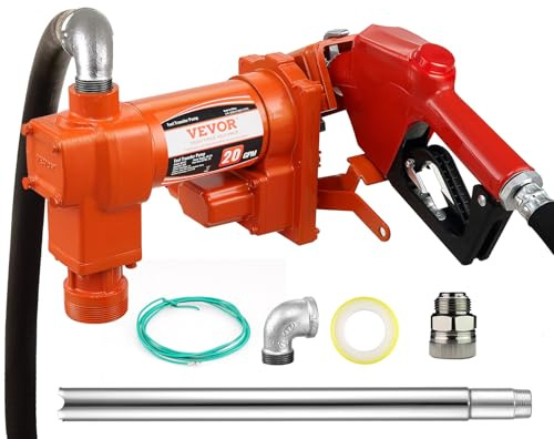 VEVOR Bomba de Transferencia de Combustible de 12 V CC, 75,7 L/min Extractora de Gasolina con Boquilla Automática y Manguera de Succión para Mezclas de Gasolina, Diésel, Queroseno, Etanol, Metanol