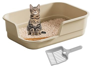 Toilettes pour chat | côté haut incassable – Toilettes semi-scellées à dessus ouvert | Pour animaux de compagnie âgés et chatons, intérieur, maison, bureau, dortoir, appartement, hôtel, ferme, salon