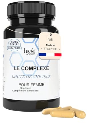 Hyle Care Complexe Chute Cheveux Femmes – Biotine Céramides de Blé – 6 Actifs – Cure 2 Mois – 60 Gélules