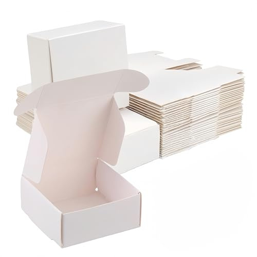 AnBoxiaodian 100 Stücke Geschenkbox Klein Weiß Karton Schachteln Faltschachtel Karton Geschenkboxen Pappschachteln Mit Deckel Pappschachteln Verpackungskartons Mini Schachteln Zum Befüllen(Weiß)