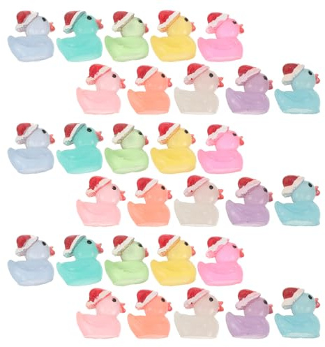 Gogogmee Lot de 50 Mini Canards Lumineux en Résine Décorations Miniatures pour Jardin et Maison de Poupée Ornements D’Animaux Miniatures Accessoires de Noël pour Aménagement Paysager