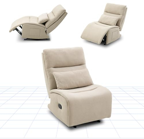 FLEXISPOT Schaukelnder Relaxsessel mit 3-Fach Liegefunktion, Liegen TV Sessel Schaukelstuhl mit wasserabweisender Samtbezug, Kissen & Seitentasche ideal für Familie & Entspannung Beige