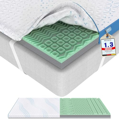 Grbsy 7CM Matratzentopper H5/H6 – Topper 180x200 Gel- & Bambuskohle-Memory-Schaum, optimierte 7-Zonen Profilstruktur für präzisere Unterstützung, Waschbarer Tencel-Bezug, für Boxspringbett &Schlafsofa