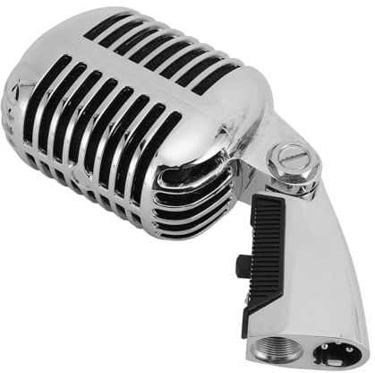CHEOTIME Microfono vintage, rack rotante autotensionante in lega di zinco, microfono per voce dinamico retrò per studio di registrazione sul palco KTV, suono chiaro direzionale car (Argento)