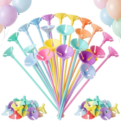 50 PCS Balloon Sticks, Balloon Holders, Party Decor Balloon Holder