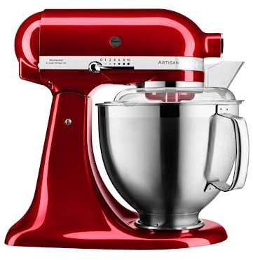 KitchenAid Küchenmaschine I Artisan I Kippbarem Food Processor I Teigknetmaschine mit 2 Schüsseln und 3 Zubehör aus Edelstahl | 4.8 L | Liebesapfel Rot