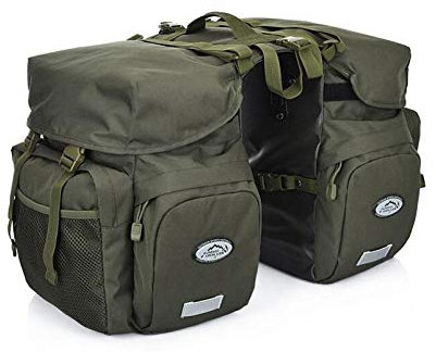 Fahrradtasche Fahrradtaschen Gepäckträger Wasserdicht Sitz Tasche GEPäCKTRäGERTASCHEN Fahrrad, 50L Fahrradkoffer-Doppel-Gepäckträger-Kofferraum-Kofferraum-Gepäck Retro-Segeltuch Langlebig, Green