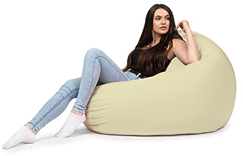 chilly pilley Fauteuil Pouf Coussin De Sol avec Remplissage Eps Pouf Géant Pouf Intérieur Et Extérieur Imperméable Multifonctionnel pour Enfants Et Adultes Nombreuses Couleurs (Crème, Ø 100 cm)